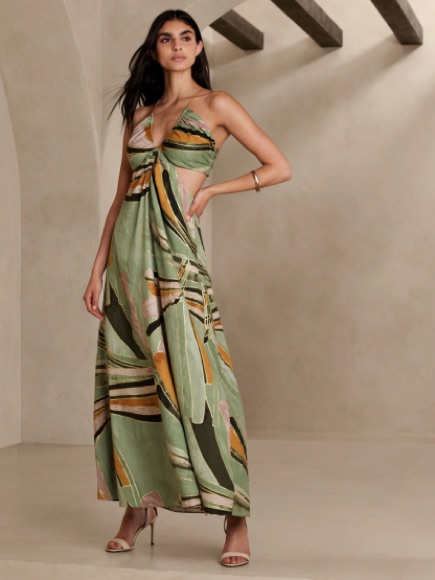 Nwt Banana Republic Manon Linen-Blend Maxi Dress 12